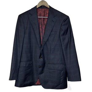 Knot Standard Beilla Men's Blazer 100% Wool  Unfinished Tailored Blue Size 40